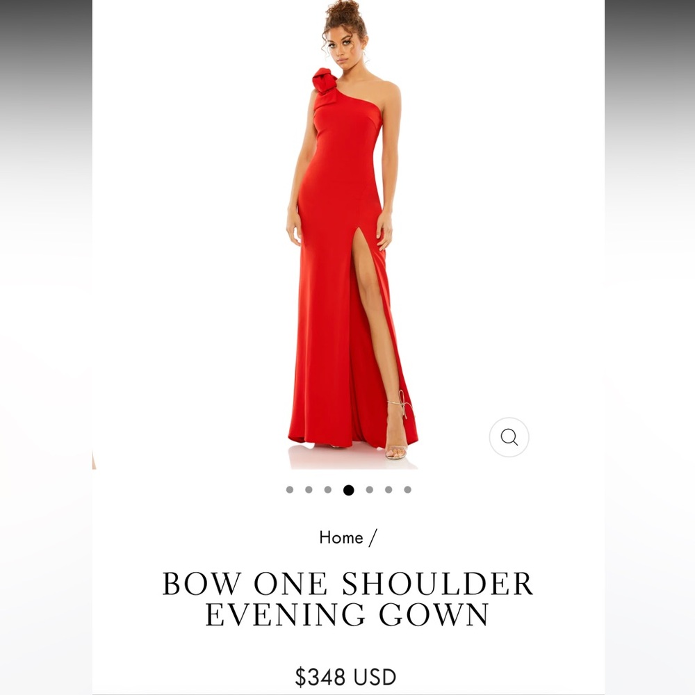 Mac Duggal Red One-Shoulder Gown with Sculpted Bow